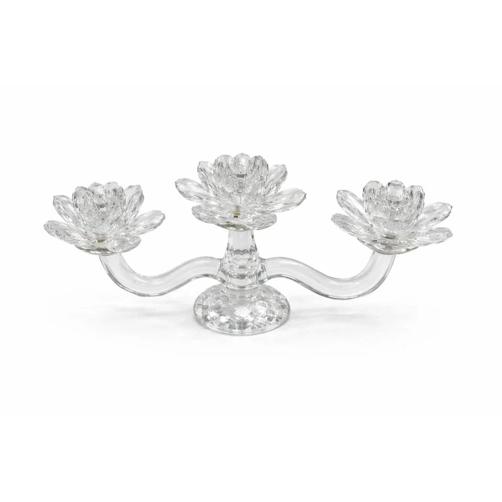 SORELLE Crystal Lotus Candle Holders Set Of 3 Convertible Candelabra Candlestick